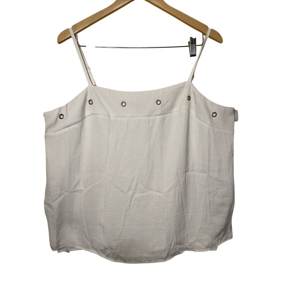 Jennifer Lopez White Sleeveless Top With Grommet Detailing Adjustable Straps Lig